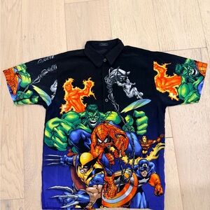 Marvel Heroes Graphic Boy’s  Shirt - Black and Multicolor